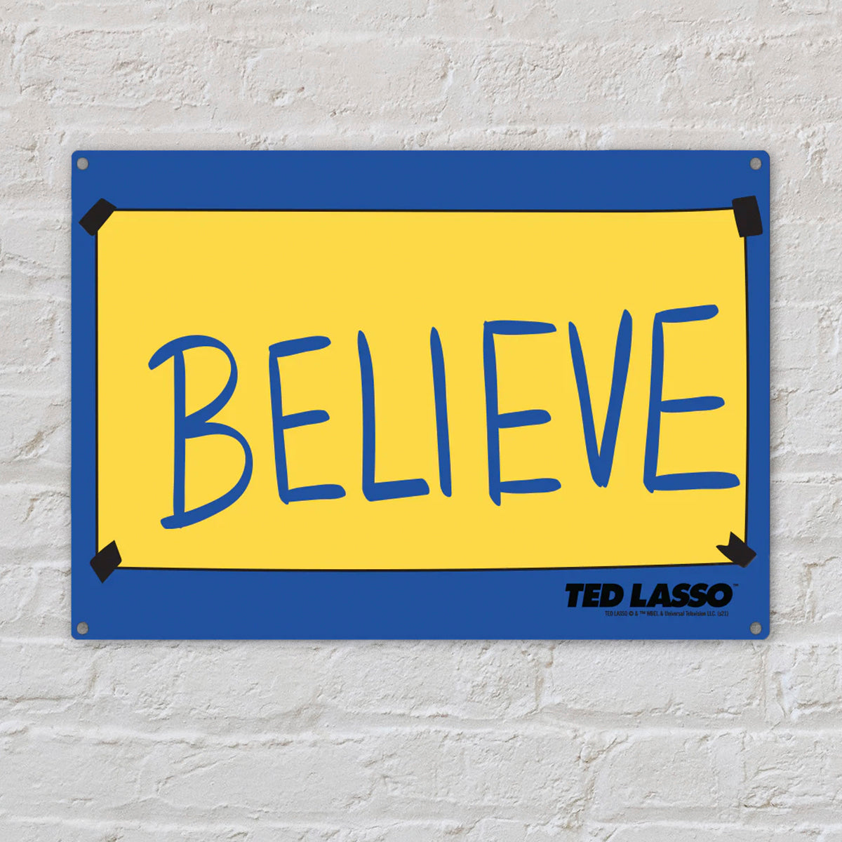 Ted Lasso "Believe" Metal Sign - Small Tin Wall Decor For Office, Man Cave, Or Bedroom (8.25" X 5.5")