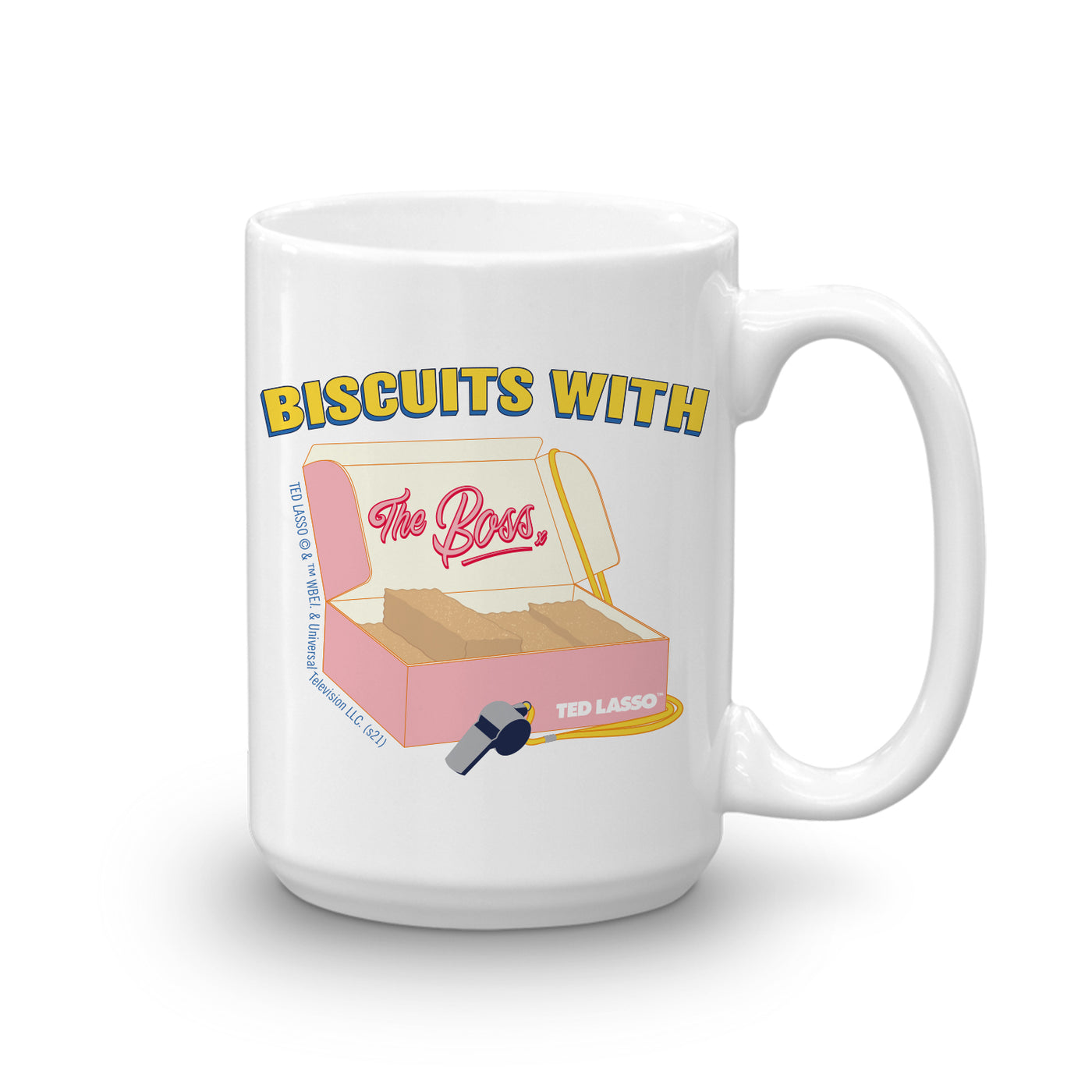 Ted Lasso Biscuits With The Boss White Mug