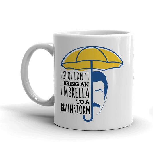 Ted Lasso Umbrella in a Rainstorm White Mug