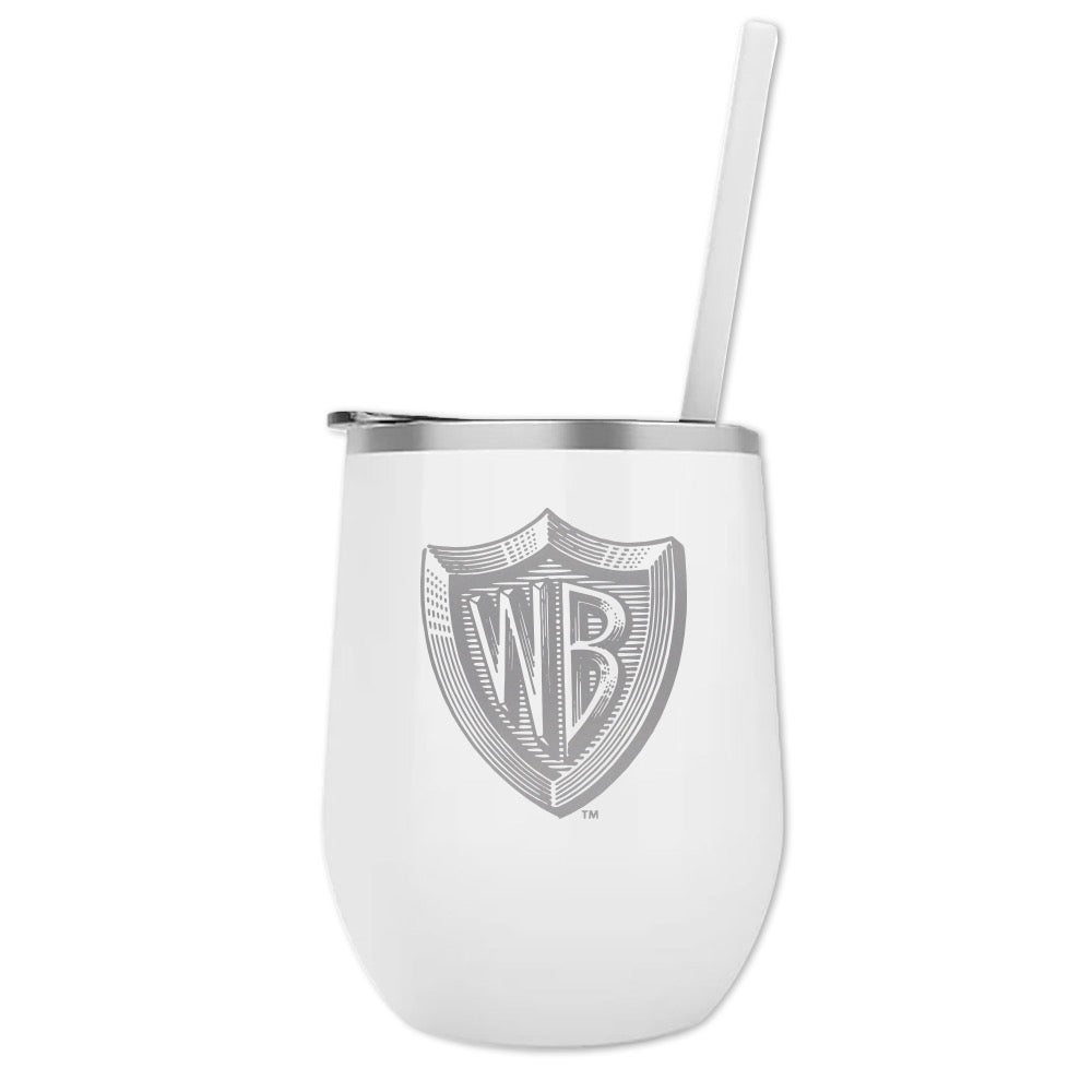 WB 100 Classic Hollywood Era Poster Shield Double-Sided Laser Engraved Wine Tumbler