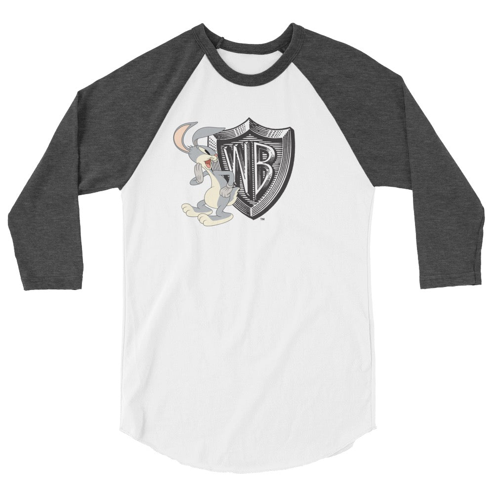 WB 100 Classic Hollywood Era Poster Shield with Bugs Bunny Raglan T-Shirt