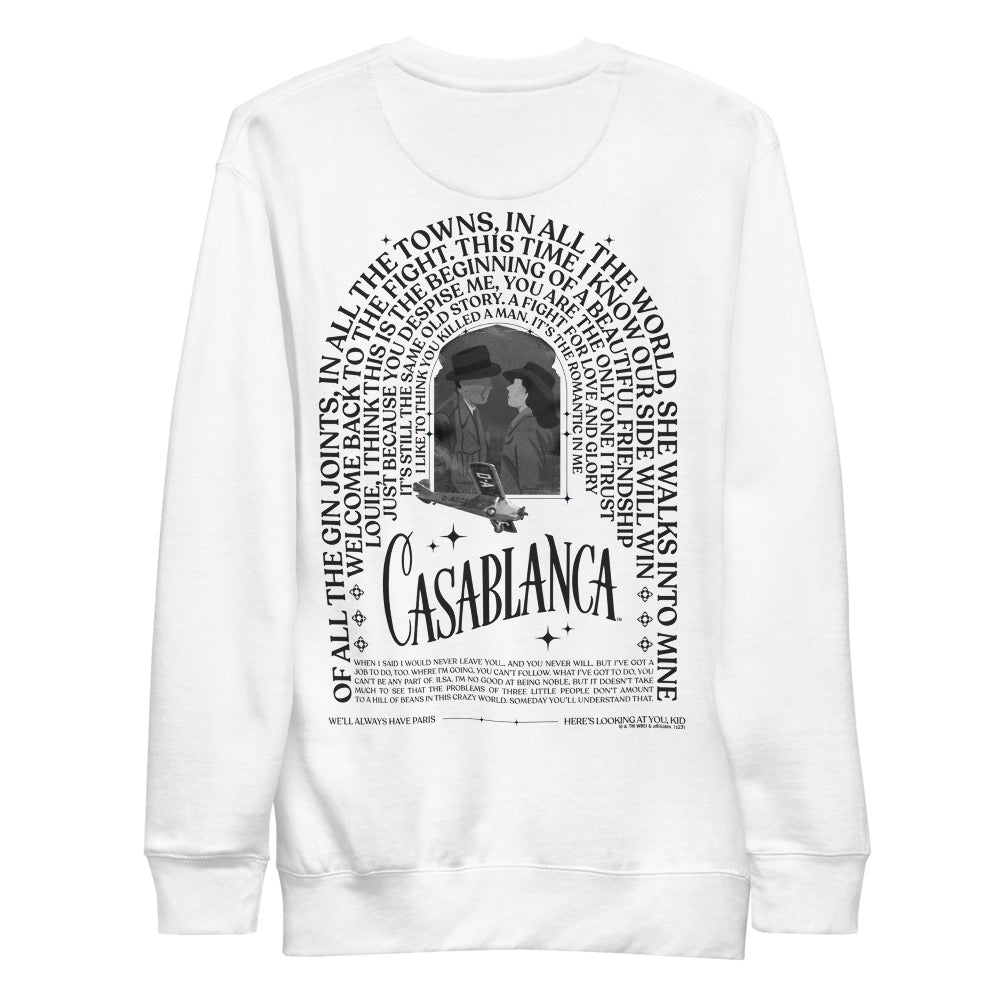 WB100 Casablanca Quotes Embroidered Fleece Crewneck Sweatshirt