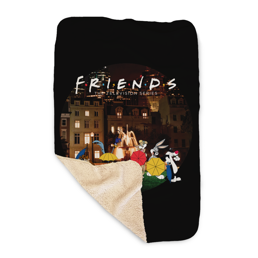 WB 100 Looney Tunes x Friends Intro Scene Sherpa Blanket