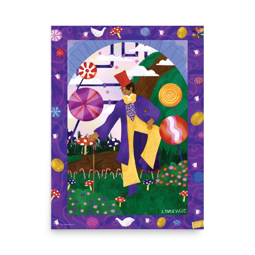 WB 100 Artist Series Loveis Wise Chocolate Factory Premium Satin Poster