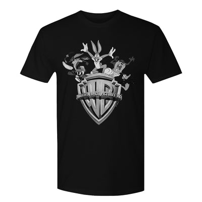 WB100 Warner Bros Shield Looney Tunes Black & White Adult Short Sleeve T-Shirt
