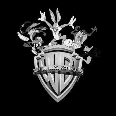 WB100 Warner Bros Shield Looney Tunes WB100 Black & White Fleece Crewneck Sweatshirt