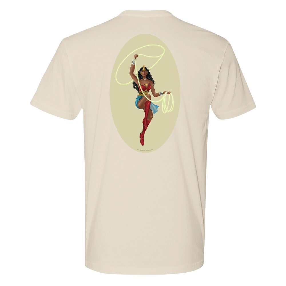 WB 100 Artist Series Shyama Golden Wonder Woman Adult Short Sleeve T-Shirt