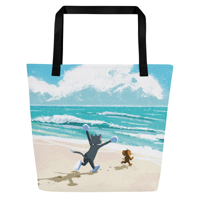 Tom and Jerry Beach Scene Beach Bag