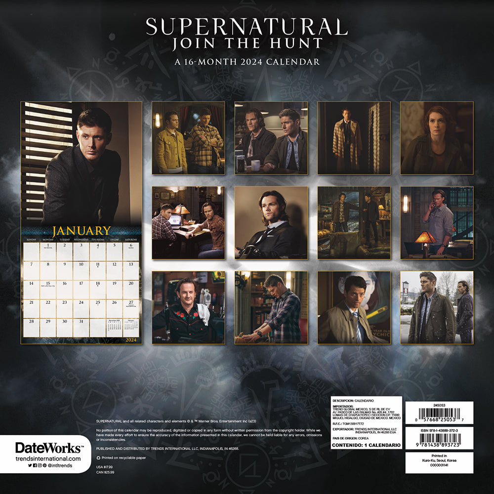 Supernatural 16Month 2024 Wall Calendar Warner Bros. Shop